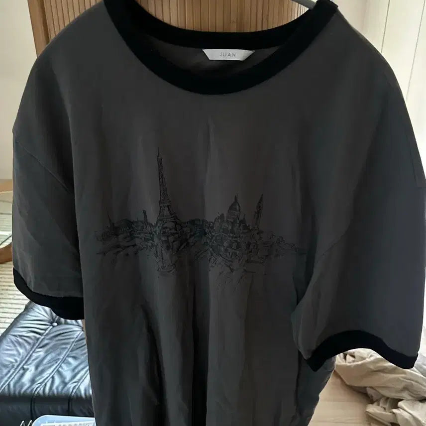 [BUNJANG] Jooang Homme Ringer T-shirt Charcoal L / 주앙옴므 링거티셔츠 차콜L