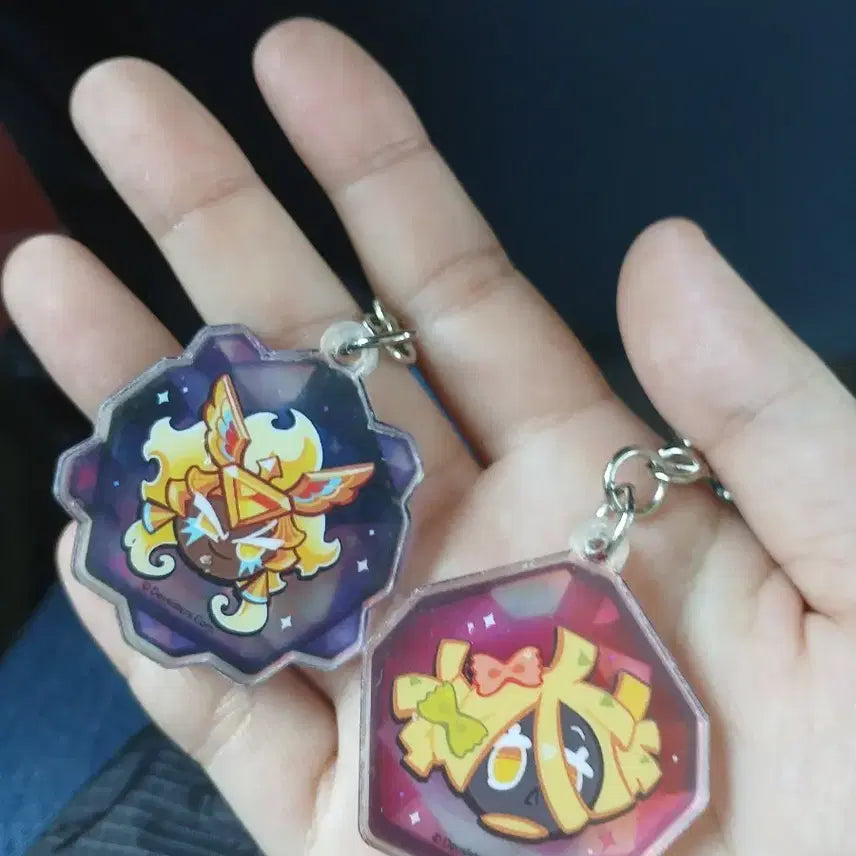[BUNJANG] Cookie Run Kingdom Gold Cheese &amp; Fettuccine Acrylic Keyring Set / !파격세일! 쿠키런 킹덤 아크릴 키링 2종 (골드치즈,페투치나 세트일괄)