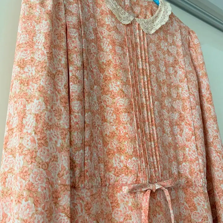 [BUNJANG] Apricot Lace Collar Long Dress / 살구빛 빈티지원피스