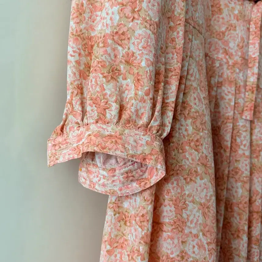 [BUNJANG] Apricot Lace Collar Long Dress / 살구빛 빈티지원피스