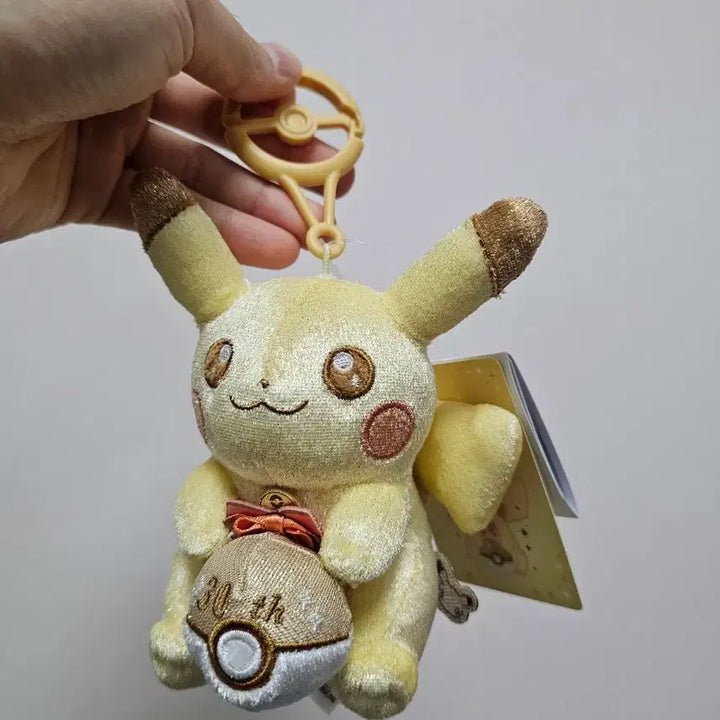 [BUNJANG] Pokemon 30th Anniversary Golden Pikachu Plush &amp; Keychain Set / 포켓몬 30주년 황금피카츄 인형, 키링 세트