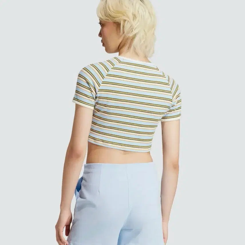 [BUNJANG] Adidas Rib Stripe T-Shirt - Sky Blue / 아디다스 립 스트라이프 티 - 스카이블루
