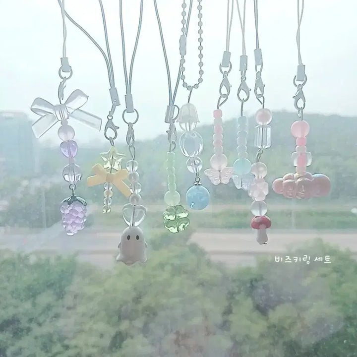 [BUNJANG] Beaded Keychain Set (9 Pieces) / 비즈키링 세트 (9개)