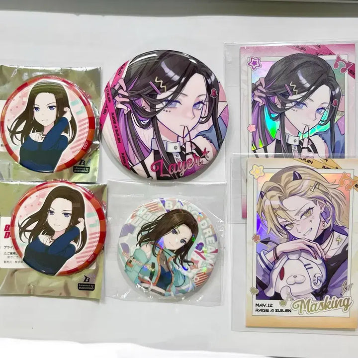 [BUNJANG] BanG Dream! Reiya Can Badge &amp; Paper Photocard Bundle Set / 뱅드림 레이야 캔뱃지 포카 일괄