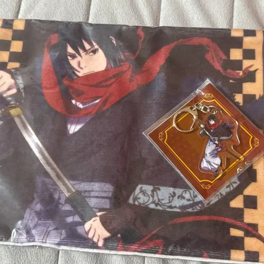 [BUNJANG] Naruto Fujikyu Sasuke Retro Modern Face Towel &amp; Keyring Bundle Set / 나루토 후지큐 사스케 레트로 모던풍 페이스타올&amp;키링 일괄