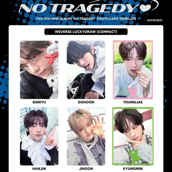 [BUNJANG] TWS NO TRAGEDY Photocard Exchange - Dohoon, Youngjae, Shinyu, Jihoon, Kyeongmin / 투어스 NO TRAGEDY 포카 교환 도훈 영재 신유 지훈 경민 뮤코