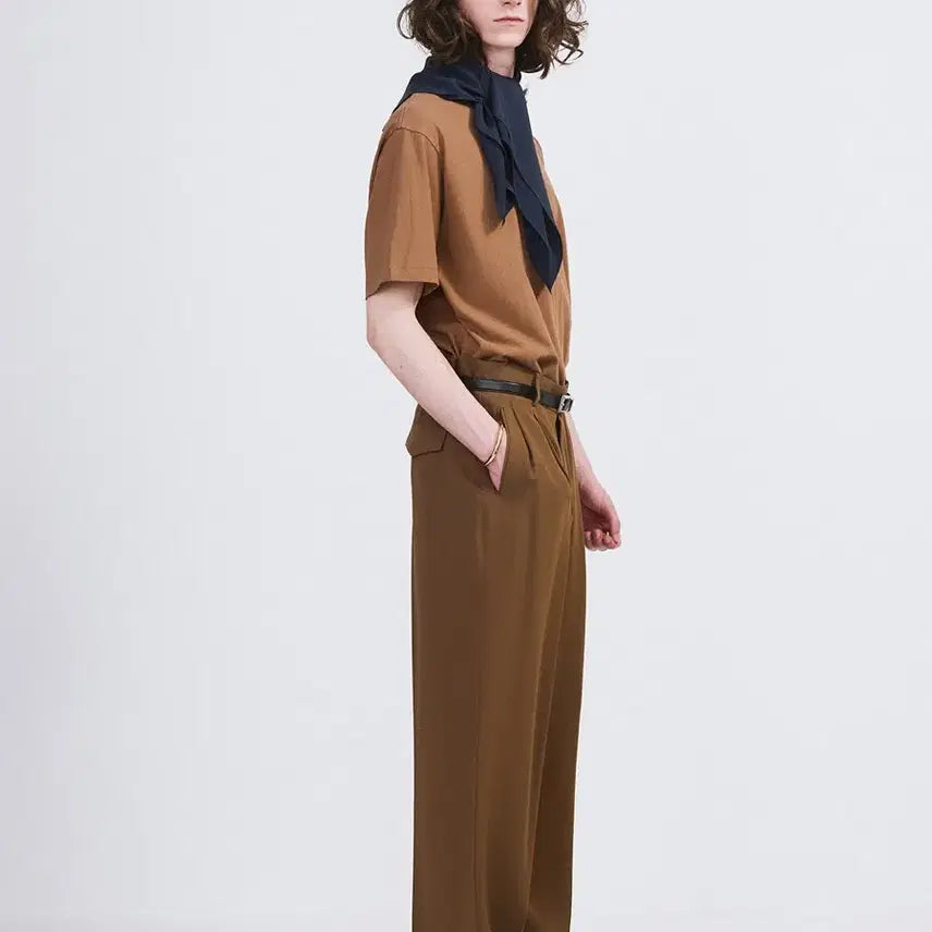 [BUNJANG] Recto 26SS Fluid Tuck Detail Suit Pants - Ochre Brown / [새상품] 렉토 26SS 플루이드 턱 디테일 수트 팬츠 오커 브라운