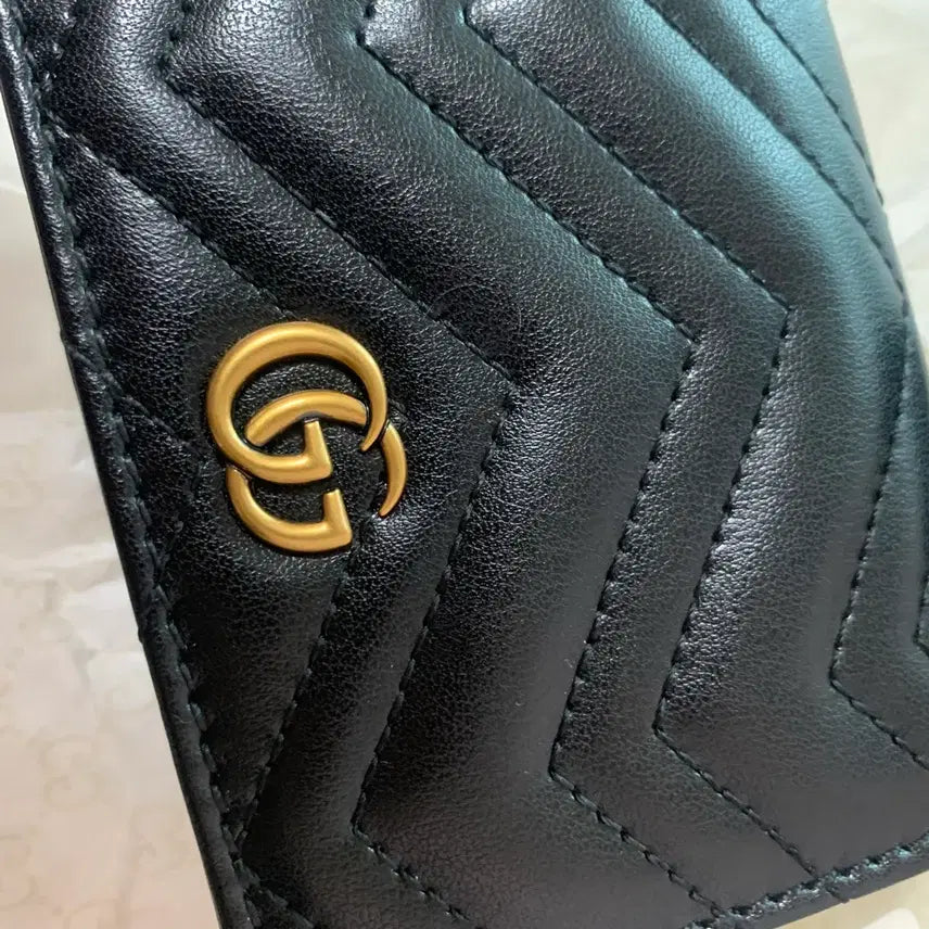 [BUNJANG] Gucci GG Marmont Matelassé Wallet Black Full Box / 정품) 구찌 GG 마몽 마몬트 마틀라세 반지갑 블랙 풀박스