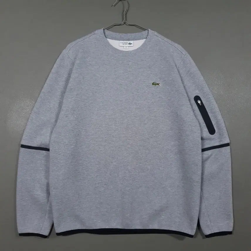[BUNJANG] Lacoste Sport 21FW Zipper Detail Sweatshirt - Grey / 95) 라코스테 스포츠 신형 21FW 지퍼 포인트 맨투맨 스웻셔츠 그레이