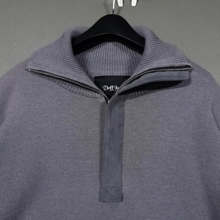 [BUNJANG] Dopejason 22FW Suede Panel Half-Zip Knit (XL) / 실측 XL) 도프제이슨 신형 22FW 스웨이드 패널 하프집업 니트 그레이