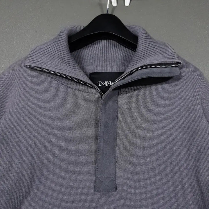 [BUNJANG] Dopejason 22FW Suede Panel Half-Zip Knit (XL) / 실측 XL) 도프제이슨 신형 22FW 스웨이드 패널 하프집업 니트 그레이