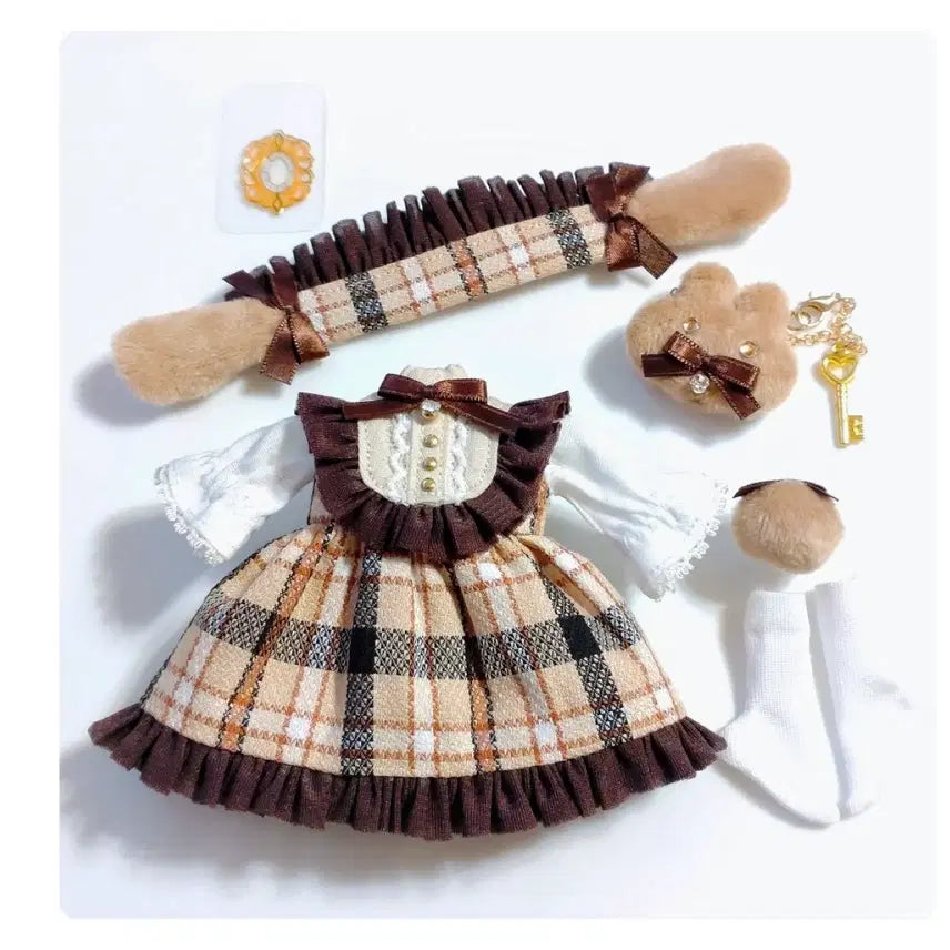[BUNJANG] Obitsu 11 Monaka Rabbit Checkered Dress (Brown) - Sealed / 미개봉)) 오비츠11 일본 딜러 Monaka님 토끼의 체크무늬 원피스