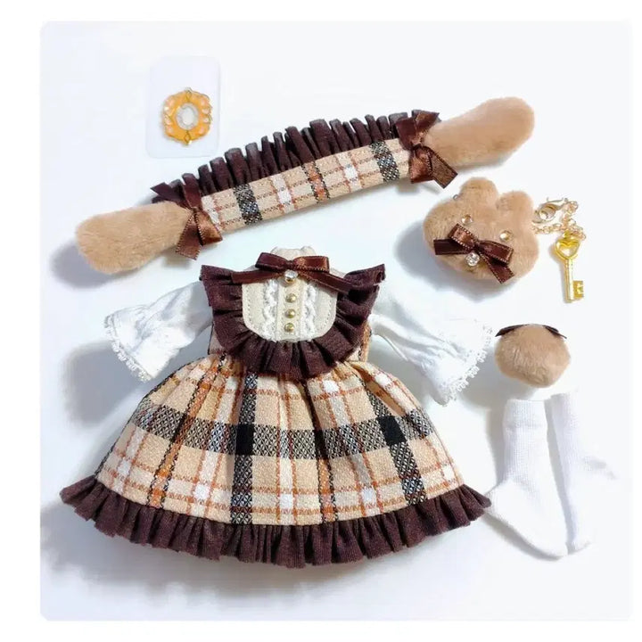 [BUNJANG] Obitsu 11 Monaka Rabbit Checkered Dress (Brown) - Sealed / 미개봉)) 오비츠11 일본 딜러 Monaka님 토끼의 체크무늬 원피스