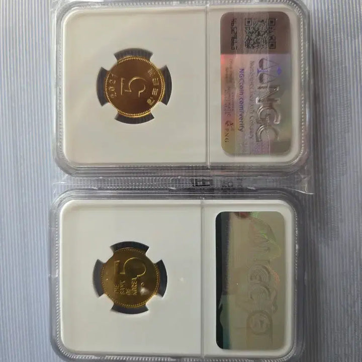 [BUNJANG] South Korean 5 Won Coin Set (1979, 2021) NGC MS66 Graded / 5원 동전 (1979년,2021년) NGC MS66등급