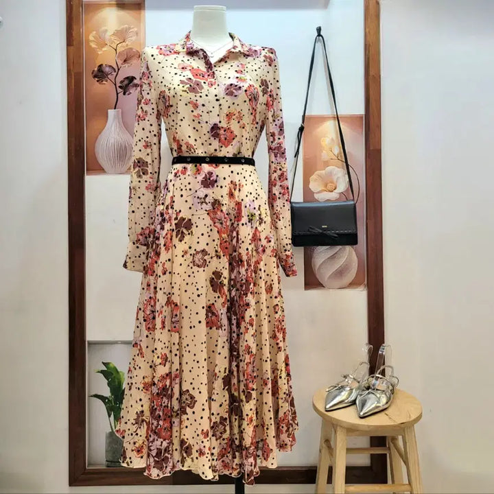 [BUNJANG] Giamba Silk Floral Print Blouse and Flare Skirt Set / 지암바 Giamba 실크 스커트 셋업