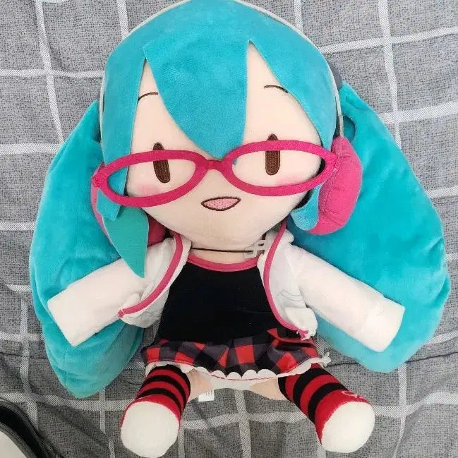 [BUNJANG] Hatsune Miku Project DIVA Glasses Nendoroid Doll Classic Plush Doll / 하츠네미쿠 내추럴 프로젝트 디바 안경 누이구루미 고전 인형 프디바 밐빵이