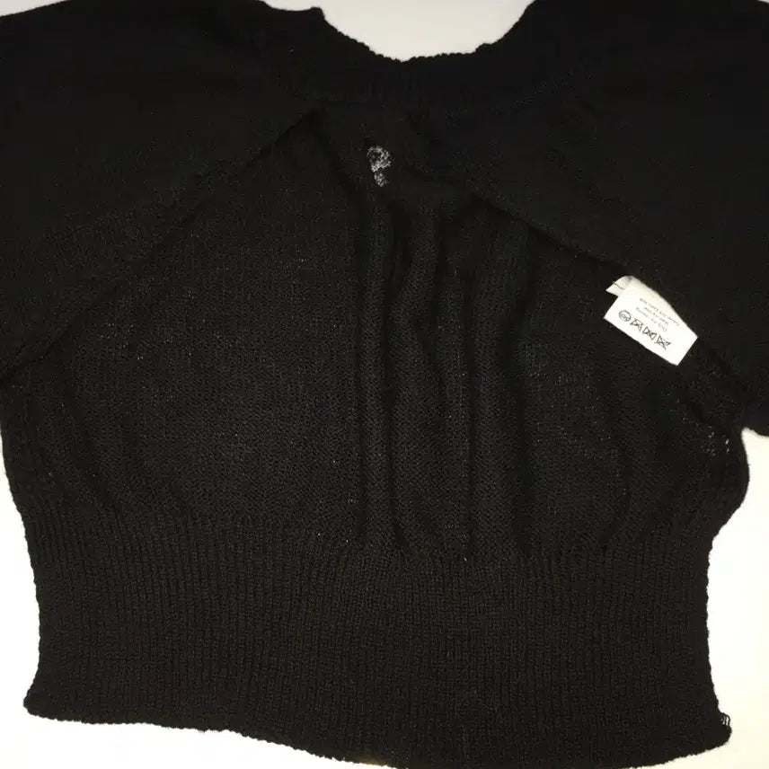 [BUNJANG] Yuse Asymmetrical Bolero Knit Black / [유즈] yuse 언발란스 볼레로 니트 블랙 (여름용)