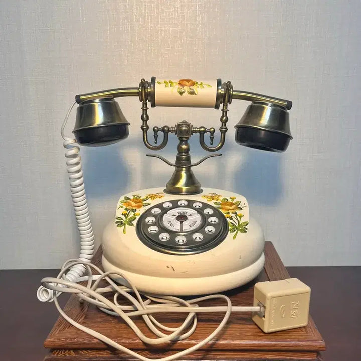 [BUNJANG] Antique Flower Rotary Style Button Phone / 앤틱 플라워 전화기
