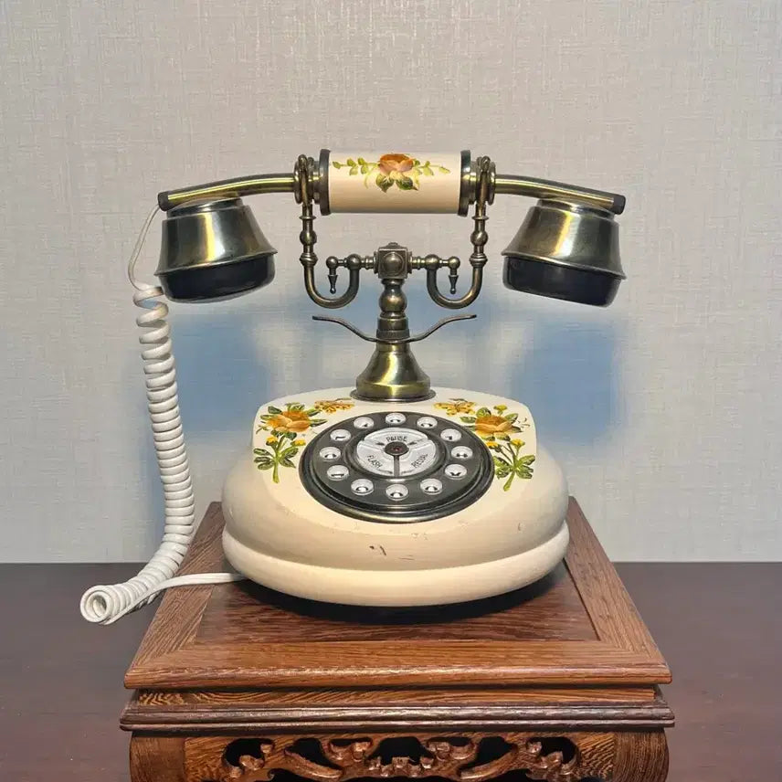 [BUNJANG] Antique Flower Rotary Style Button Phone / 앤틱 플라워 전화기