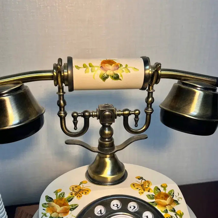 [BUNJANG] Antique Flower Rotary Style Button Phone / 앤틱 플라워 전화기