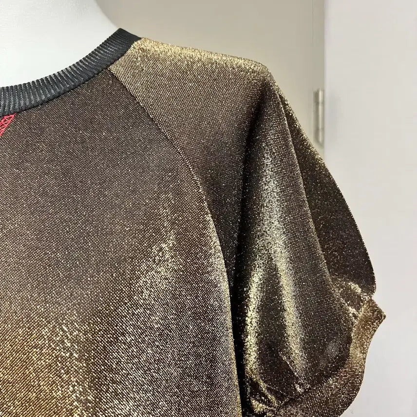 [BUNJANG] Gold Pearl Glitter Short-Sleeve T-Shirt / [새상품] 골드 펄 반짝이 반팔 티셔츠