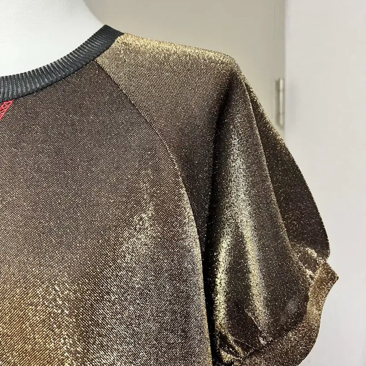 [BUNJANG] Gold Pearl Glitter Short-Sleeve T-Shirt / [새상품] 골드 펄 반짝이 반팔 티셔츠