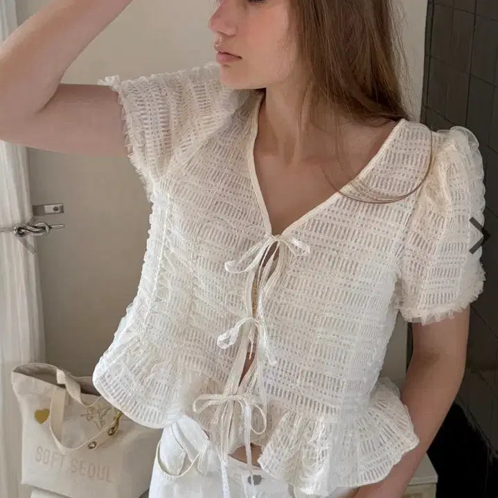 [BUNJANG] Soft Seoul Vanilla Cream Blouse / 소프트서울 바닐라 크림 블라우스