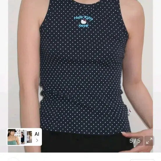 [BUNJANG] RAIVE x HELLO KITTY Sleeveless Navy Polka Dot T-Shirt / RAIVE X HELLO KITTY Sleeveless 레이브