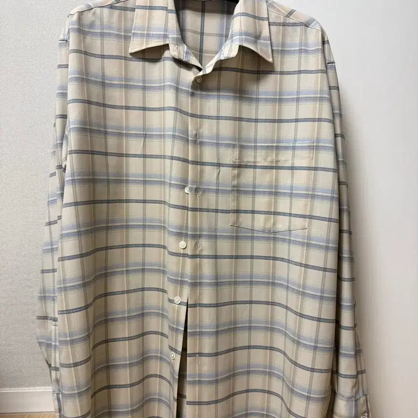 [SOLD OUT] 오라리 AURALEE 슈퍼라이트 울 체크 셔츠 라이트베이지 24SS/4