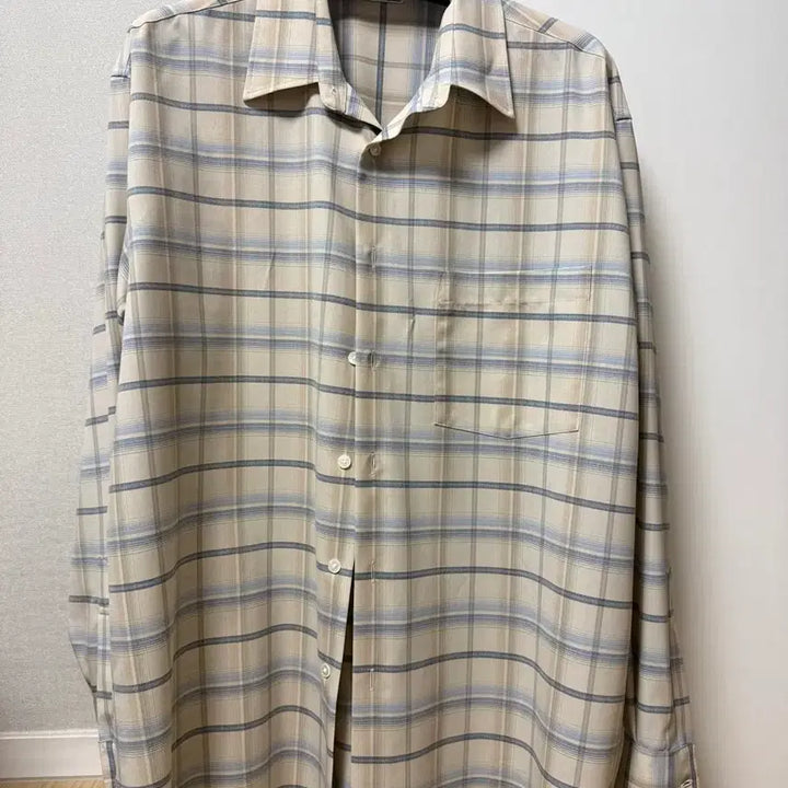 [SOLD OUT] 오라리 AURALEE 슈퍼라이트 울 체크 셔츠 라이트베이지 24SS/4