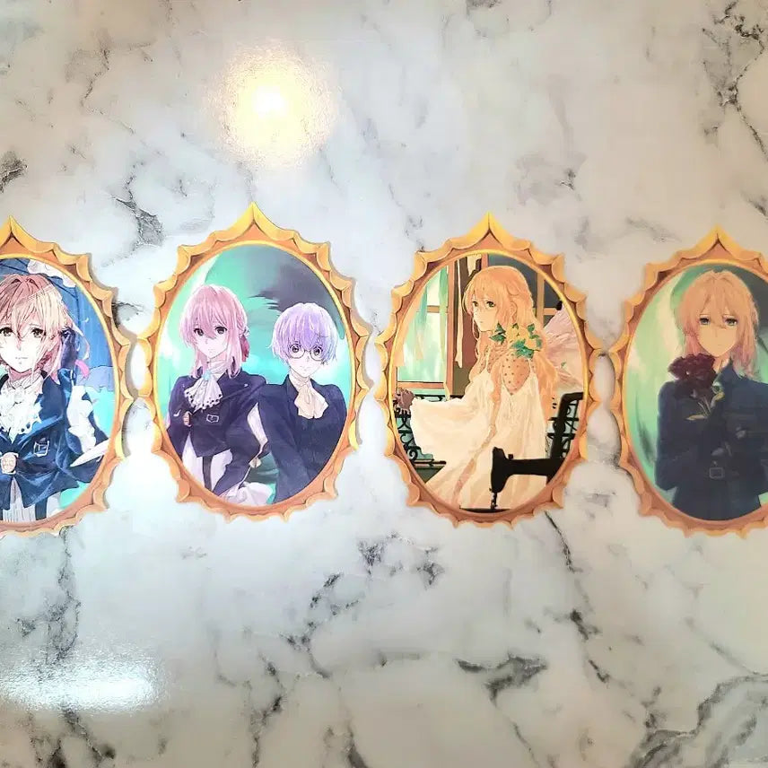 [BUNJANG] Violet Evergarden Brooch Die-cut Card KA Esma Exclusive Set (4 Types Complete) / 바이올렛 에버가든 브로치형 다이컷 카드 KA 에스마 특전 4종 컴플리트