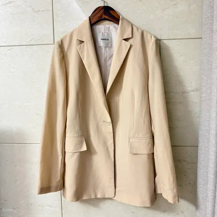 [BUNJANG] Beige Stripe Blazer Jacket / 베이지 스트라이프 블레이저 자켓