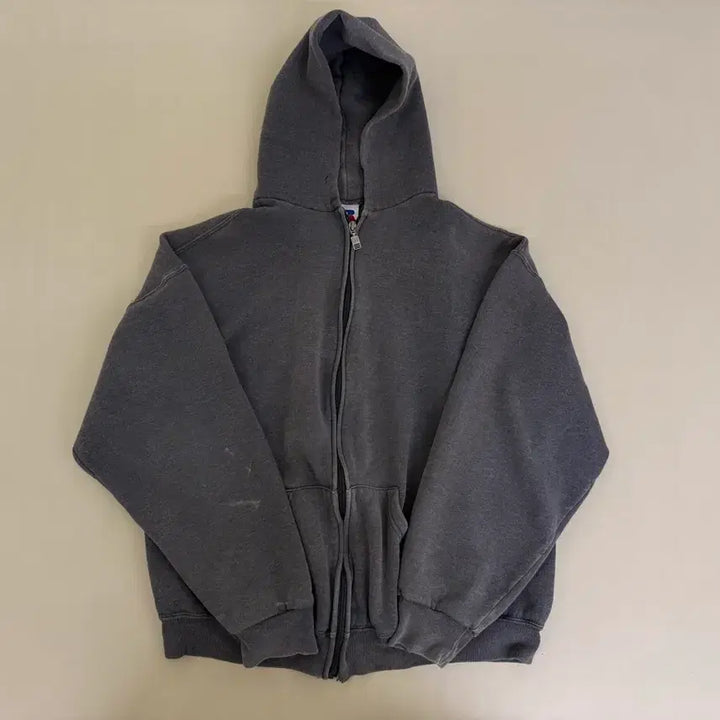 [BUNJANG] 90s Russell Athletic Charcoal/Gray Hard Fading Hoodie Zip-Up XL / [XL] 90s 러셀 애슬레틱 차콜/그레이 하드페이딩 후드집업