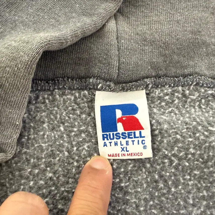 [BUNJANG] 90s Russell Athletic Charcoal/Gray Hard Fading Hoodie Zip-Up XL / [XL] 90s 러셀 애슬레틱 차콜/그레이 하드페이딩 후드집업