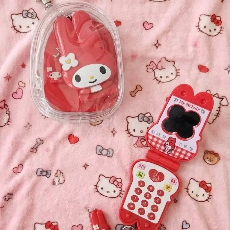 [SOLD OUT] (새상품) 산리오 마이멜로디 투명 파우치 폴더폰 피처폰 키링