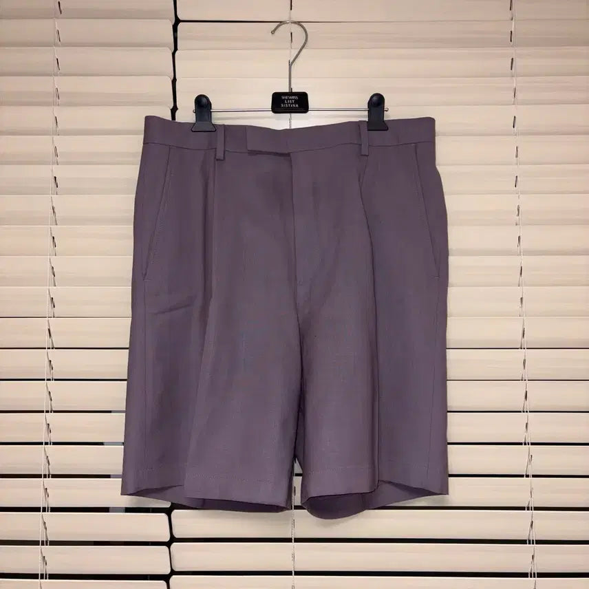 [SOLD OUT] 와코마리아 도멜 DORMEUIL 울 플리티트 쇼츠 반바지 퍼플 L