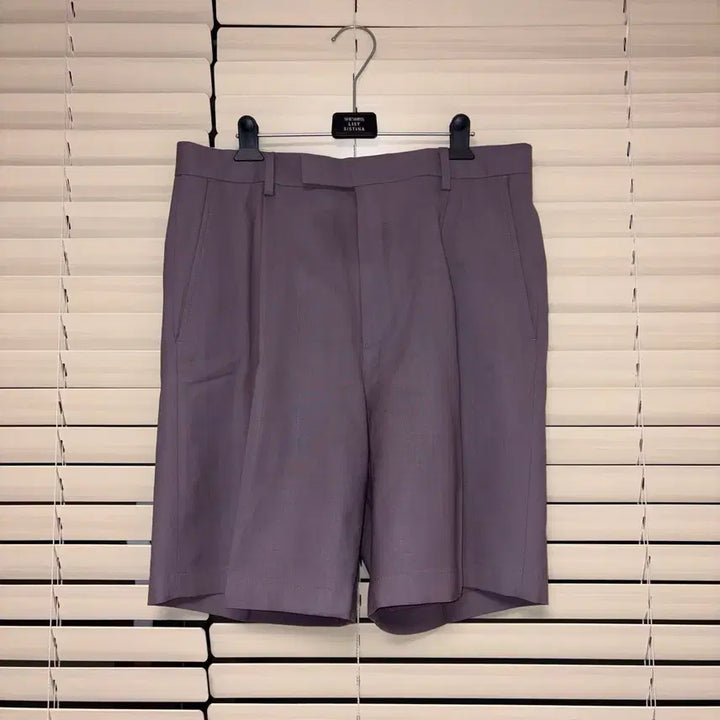 [SOLD OUT] 와코마리아 도멜 DORMEUIL 울 플리티트 쇼츠 반바지 퍼플 L