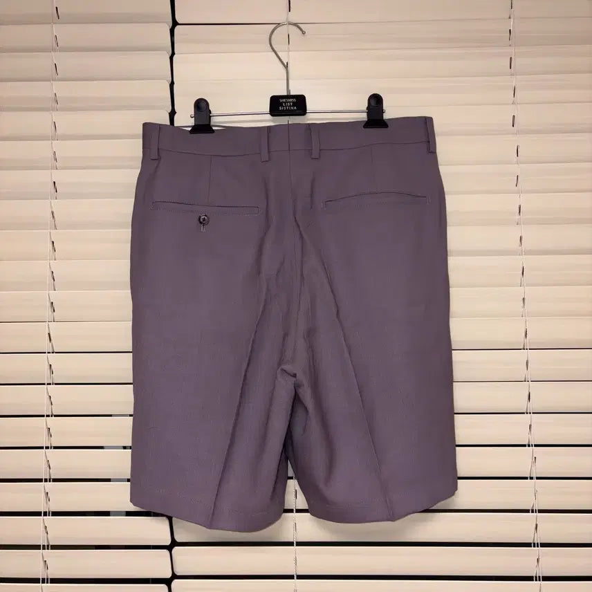 [SOLD OUT] 와코마리아 도멜 DORMEUIL 울 플리티트 쇼츠 반바지 퍼플 L