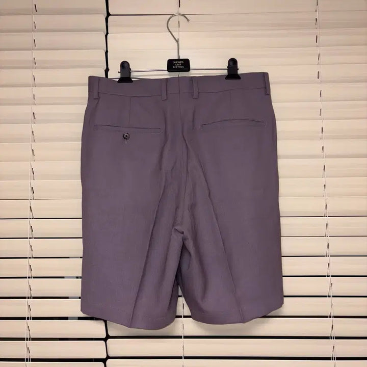 [SOLD OUT] 와코마리아 도멜 DORMEUIL 울 플리티트 쇼츠 반바지 퍼플 L