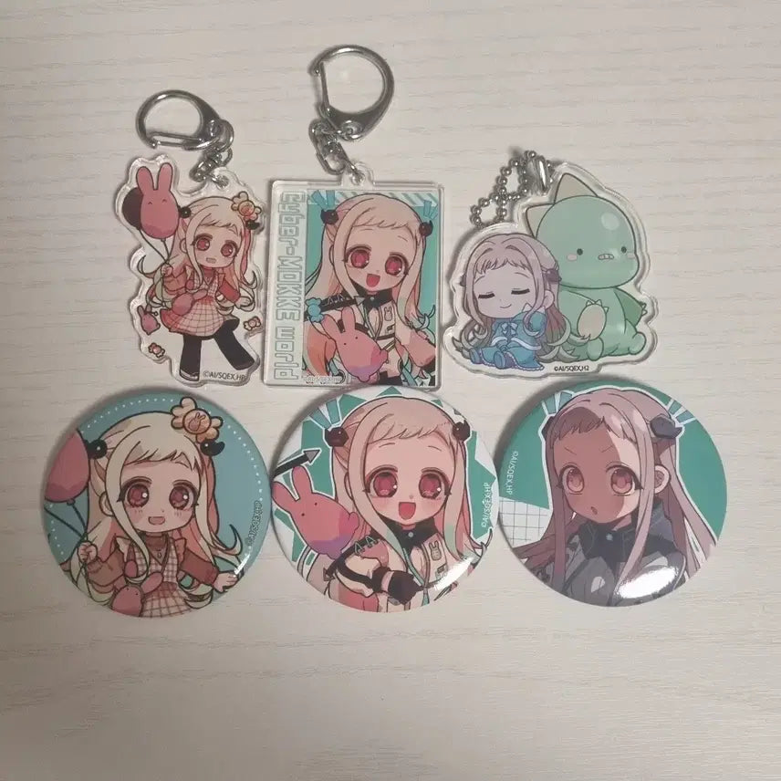 [BUNJANG] Jibaku Shonen Hanako-kun Hanako-kun Acrylic Keychain &amp; Can Badge Bundle Set / 일괄)지박소년 하나코 군 아크릴키링&amp;캔뱃지