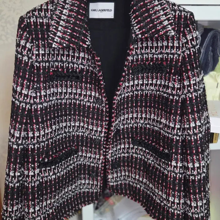 [BUNJANG] Luxury Brand Tweed Jacket Black Red / 명품 브랜드  트위드 자켓 블랙 레드