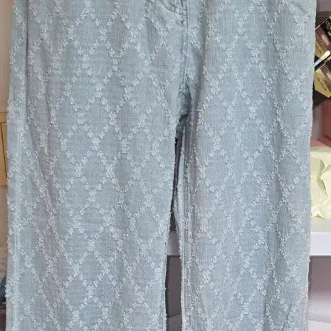 [BUNJANG] Designer Brand Check Pattern Light Wash Denim Pants / 명품 브랜드 체크 패턴 데님 팬츠 연청