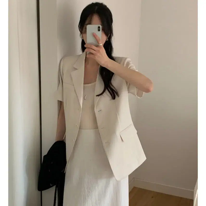 [BUNJANG] Benito Linen-Like Summer Solid Short-Sleeved Jacket / 새상품) 베니토 린넨라이크 썸머 솔리드 반팔 자켓 베니토 반팔 자켓