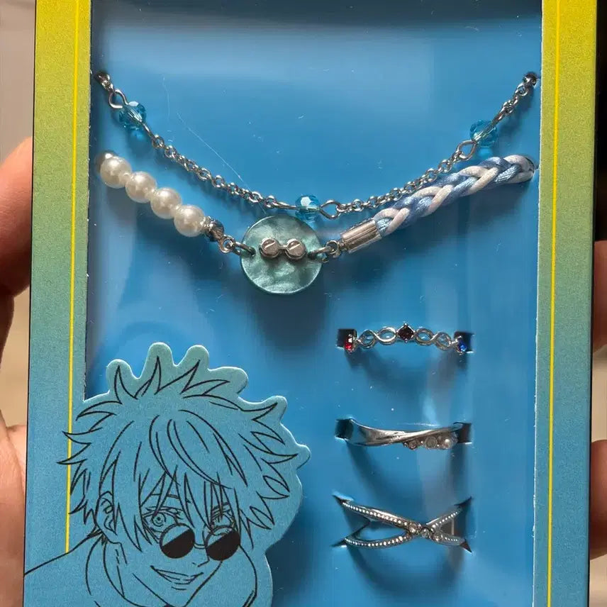 [BUNJANG] Jujutsu Kaisen Gojo Satoru USJ Universal Studios Japan Bracelet &amp; Ring Set (Sealed) / 미개봉) 고죠 USJ 팔찌 &amp; 반지 유니버셜 스튜디오 주술회전