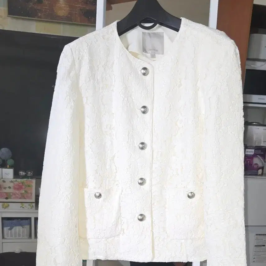 [BUNJANG] Celebrity Shop Lace Jacket White / 고급 브랜드 셀럽샵 레이스 자켓 화이트