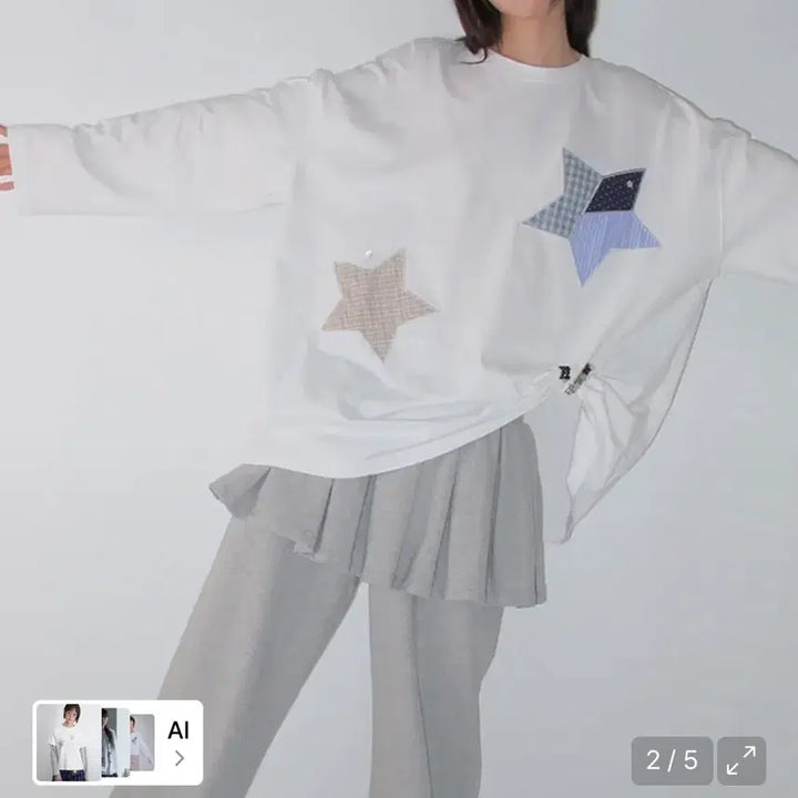 [BUNJANG] Ronron Mix Star Long Sleeve / 론론 mix star long sleeve 아일릿 모카 착용 롱슬리브