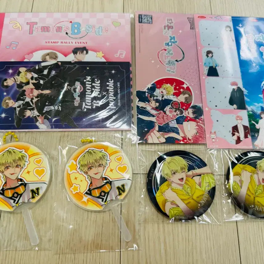 [BUNJANG] Popable Natsuki Can Badge + Bonus Keyring Bundle Set / 타몬군 생일포카5종일괄+나츠키 캔뱃지+특전키링 2세트 일괄 오픈티켓 덤