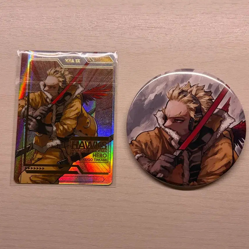 [BUNJANG] My Hero Academia Art Exhibition Hawk Special Edition Card &amp; Can Badge Set / 히로아카 원화전 특전 호크스 카드 &amp; 캔뱃지