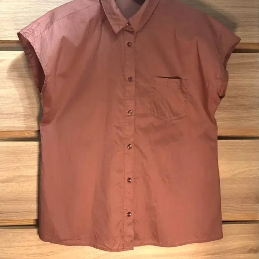 [BUNJANG] Tencel Cotton Blend Cap Sleeve Shirt Blouse (Size 38 / Fits 55-66) / 여성 셔츠/블라우스(55-66반)