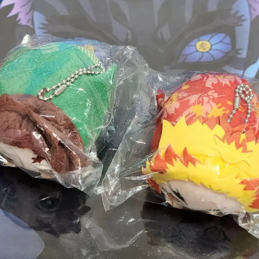 [BUNJANG] Demon Slayer Kyojuro Rengoku + Tanjiro Kamado Movie Village Version Mochi Kororin Plush Figure Set / 귀멸의 칼날 렌고쿠 쿄쥬로+탄지로 영화마을 버전 모찌코로링 누이 피규어